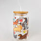 Cute long hair dachshund drinkware with bamboo lid and reusable straw