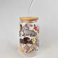 Dachshund clear glass cup with glass straw and double-sided DTF wrap