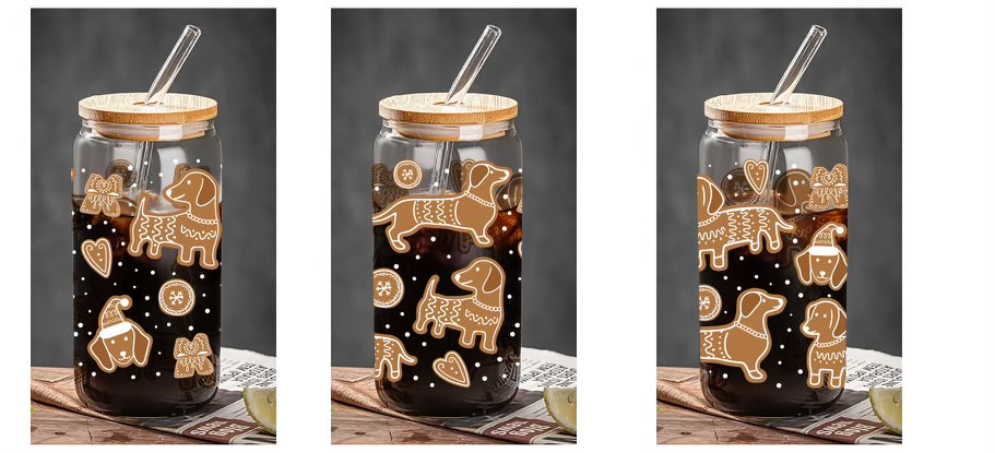 brown ginger dog holiday cup mockup